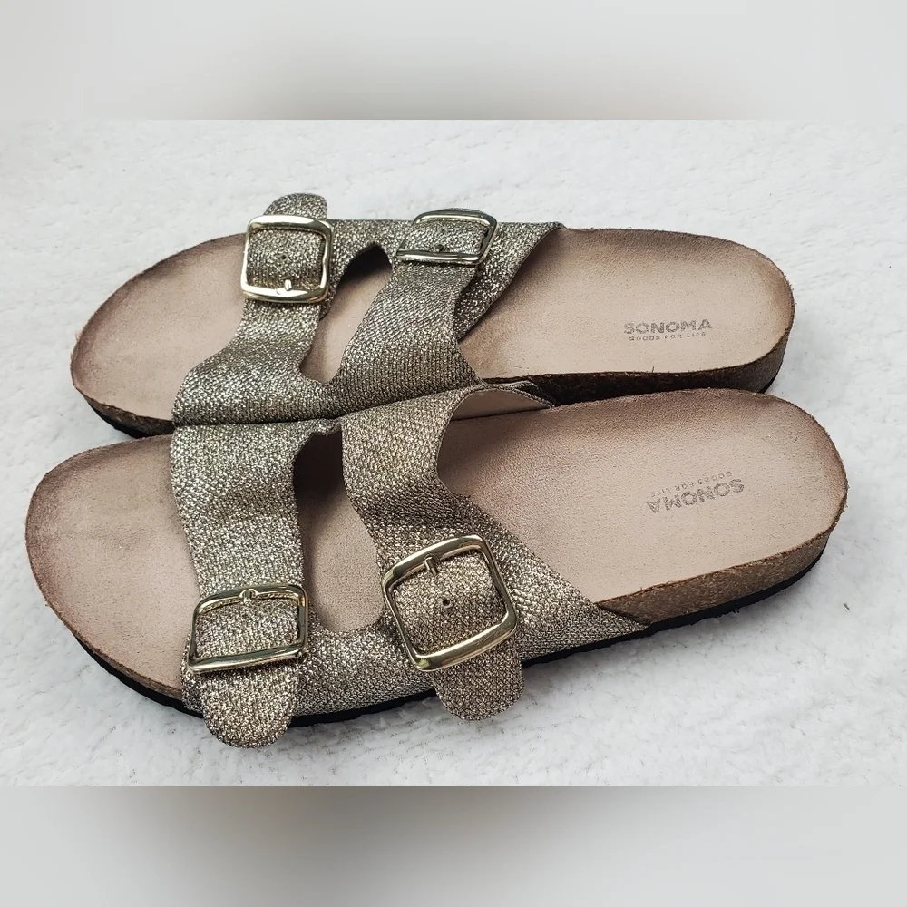 Sparkly Gold  Sonoma Women's slides footbed Size8.5‎ M